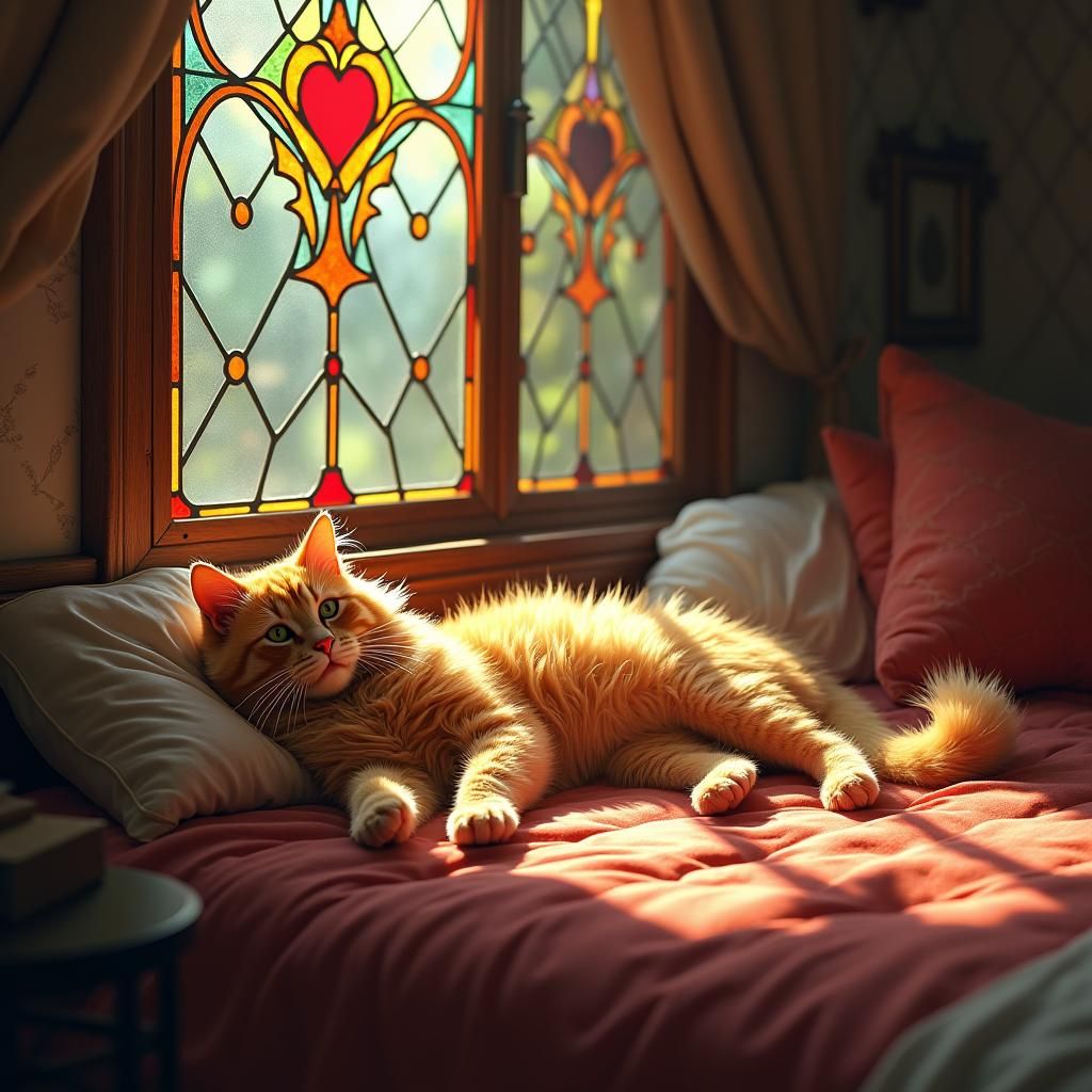 Ginger Cat in Sunlight, Classical Fantasy Art