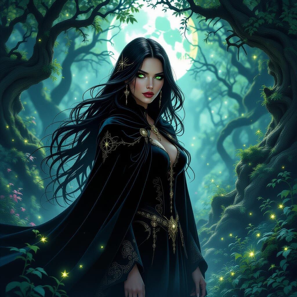 Enchanted Forest Witch in Dark Fantasy Concept Art