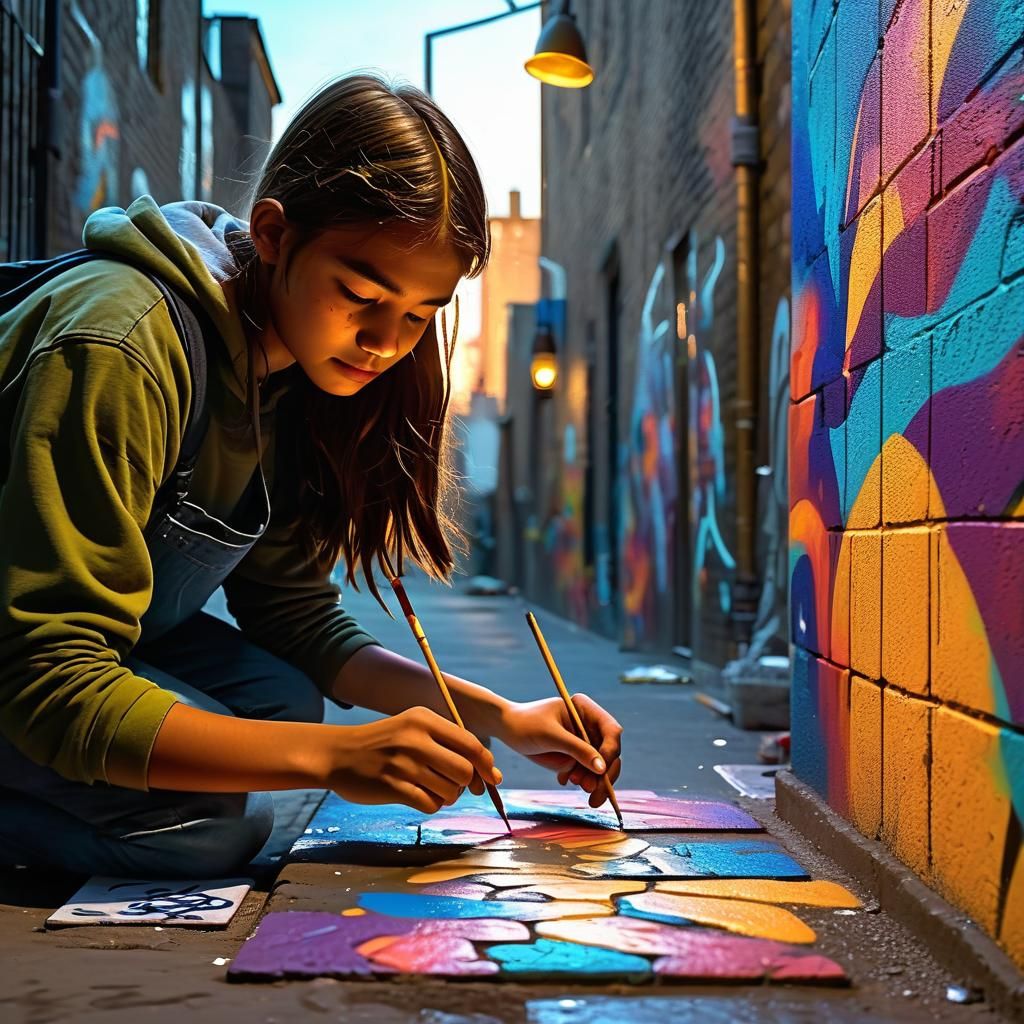 Stunning Realistic Graffiti Artwork in Dimly Lit Alleyway