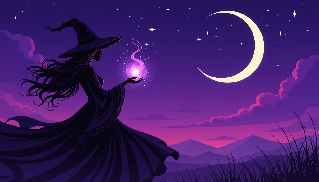 Gothic Witch Conjuring Twilight Energy: Dramatic Art