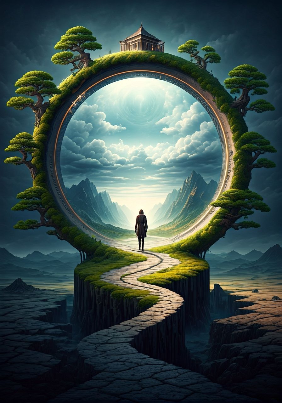 Surreal Escher Stargate with Impossible Architecture