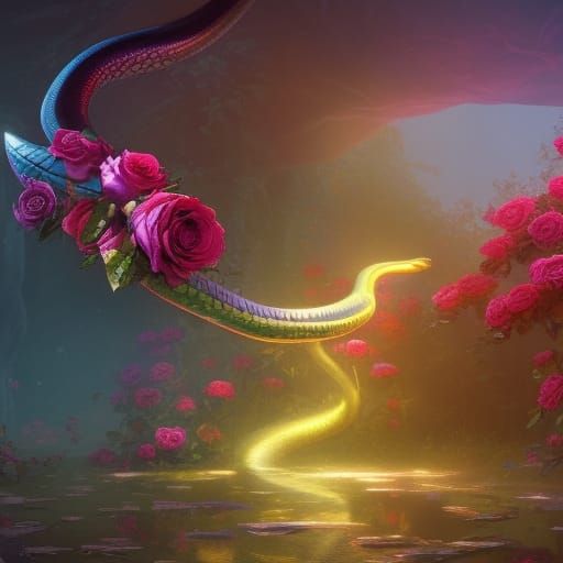 Rainbow Serpent in Dark Fantasy Art Style