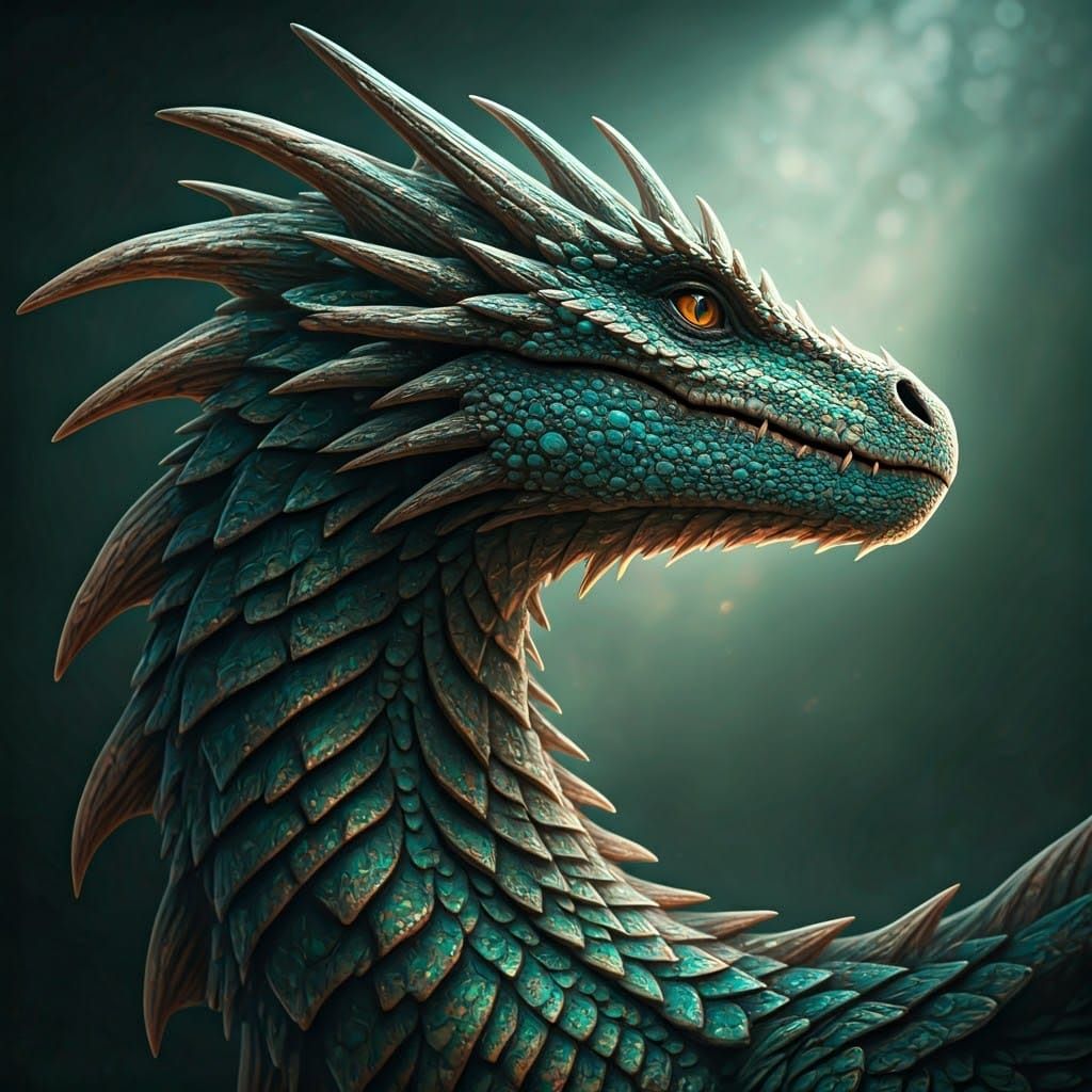 Lifelike Iridescent Dragon in Ethereal Light