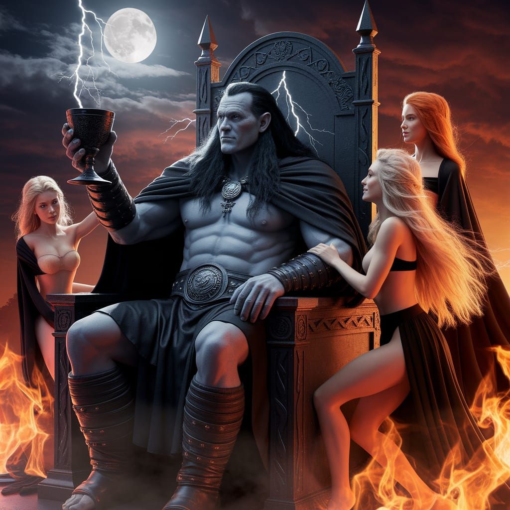 Dark Giant Celebrates Under Full Moon