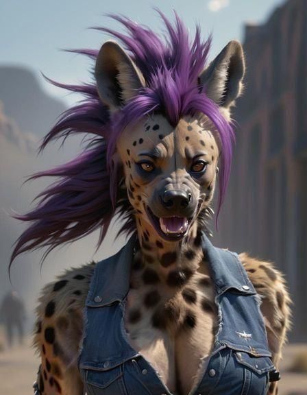 Cyberpunk She-Hyena in Ecstatic Rapture