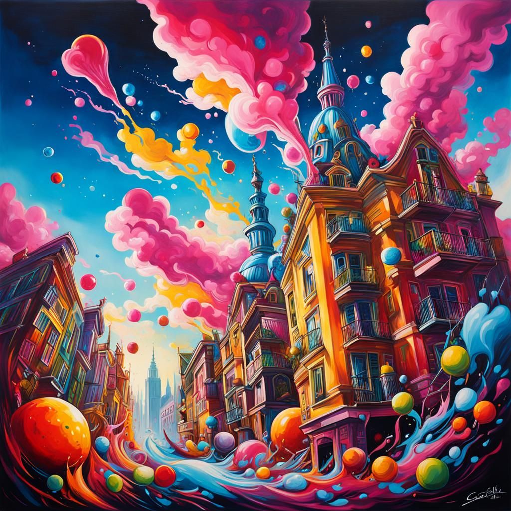 Crystal Castle in Sky: Graffiti Splash Art