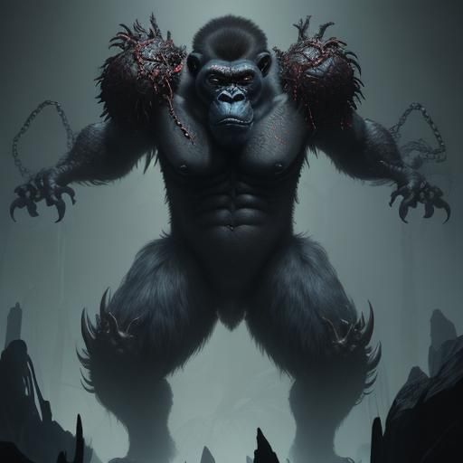 Draconic Kaiju Gorilla with Spider Mandible