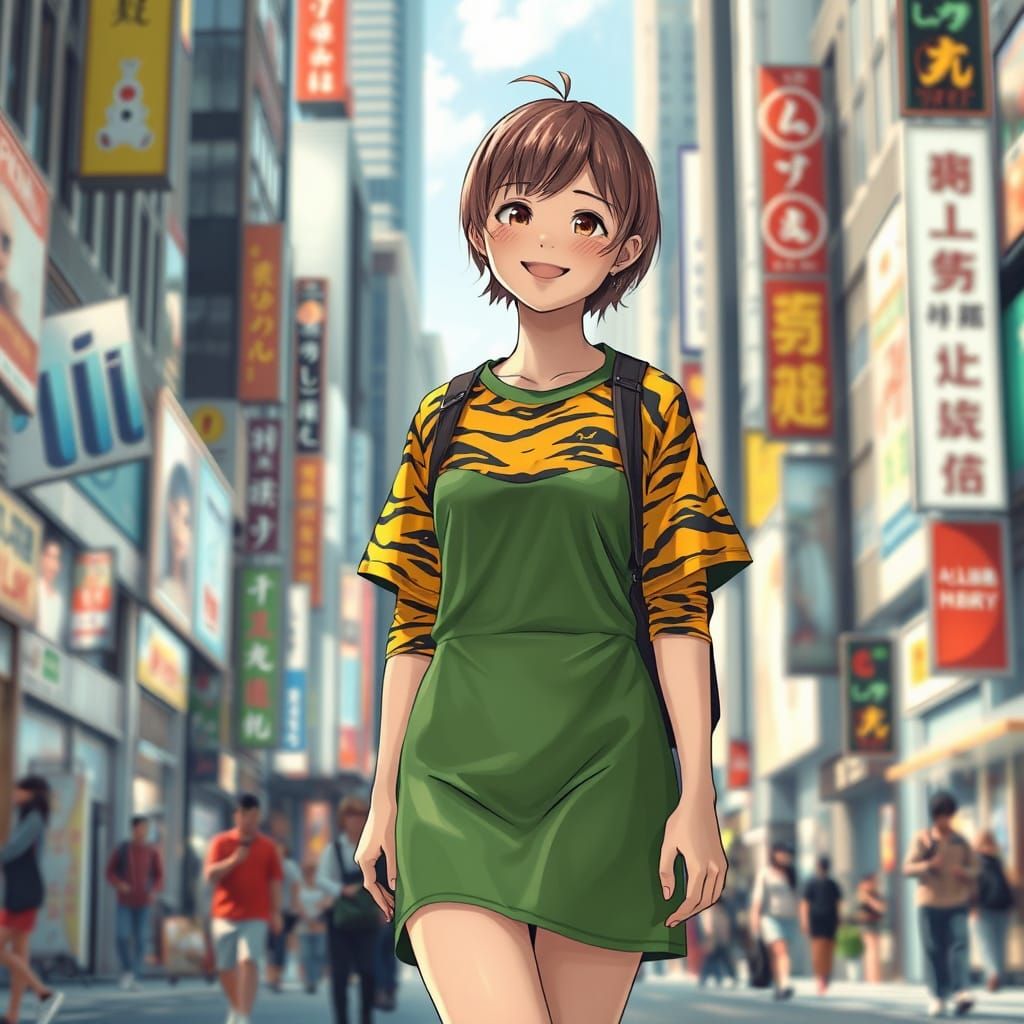 Taiga Fujimura (a Nasuverse character) walking throug the ci...