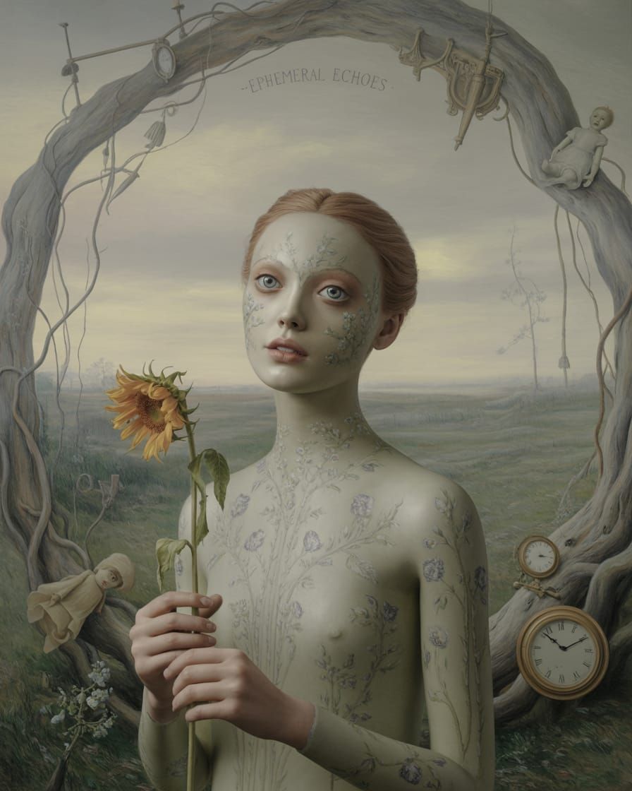 Psychedelic Surreal Portrait of a Floral Lady Creature