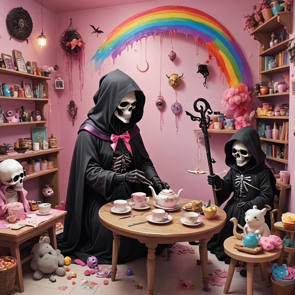Grim Reaper Attends a Children's Tea Party
