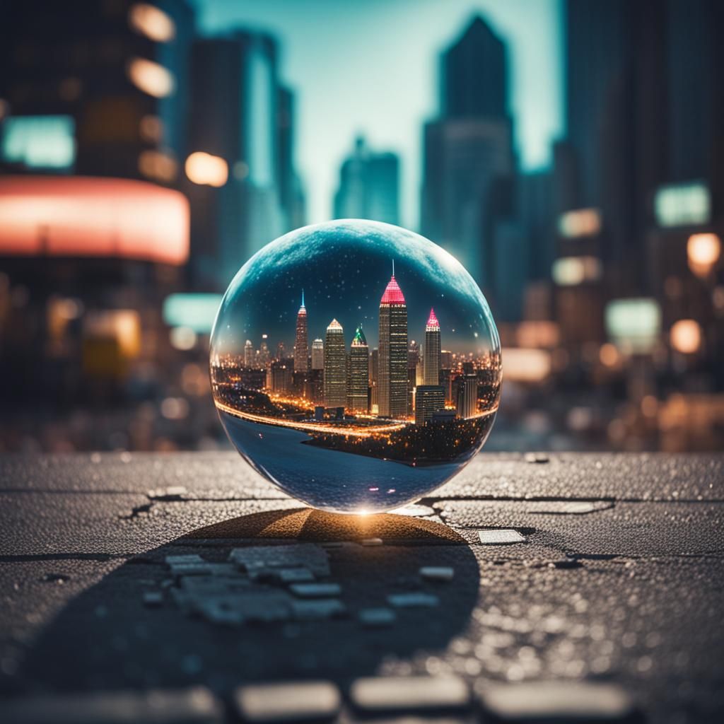 Retro-Futuristic Cityscape with Bokeh in Cyberpunk Style
