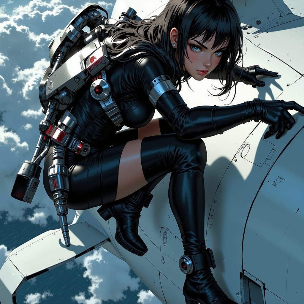 Brunette Superheroine's Dramatic High-Altitude Rescue
