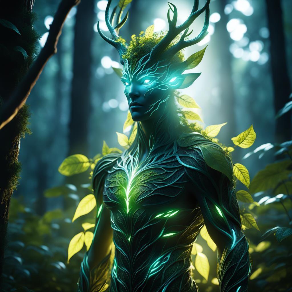 Luminous Forest Spirit Macro Shot in 8K