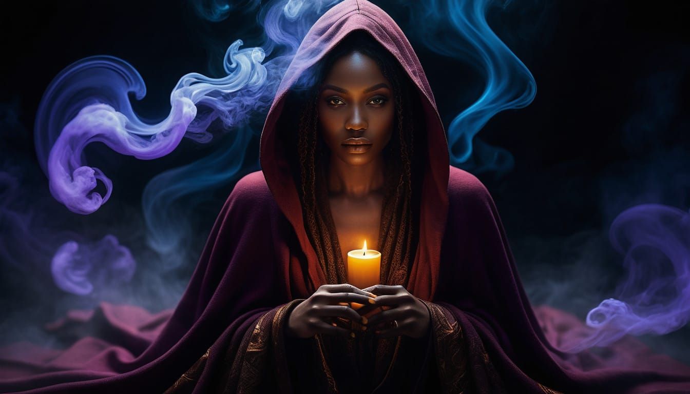Ethereal Dark Fantasy Portrait of a Young Black Woman