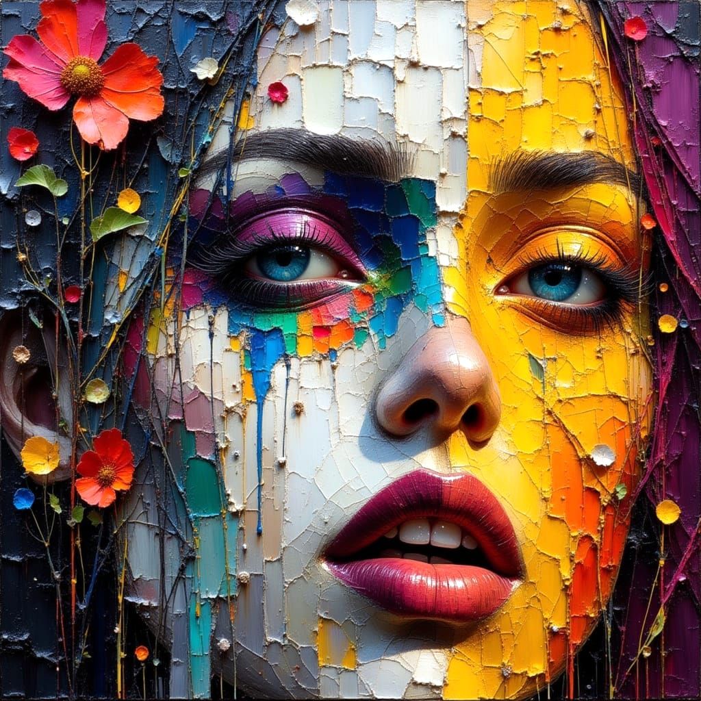 Cosmic Starman Waiting in the Sky, Painted in Impasto Oil