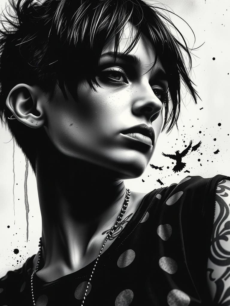 Cyberpunk Goth in Intense Chiaroscuro Portrait