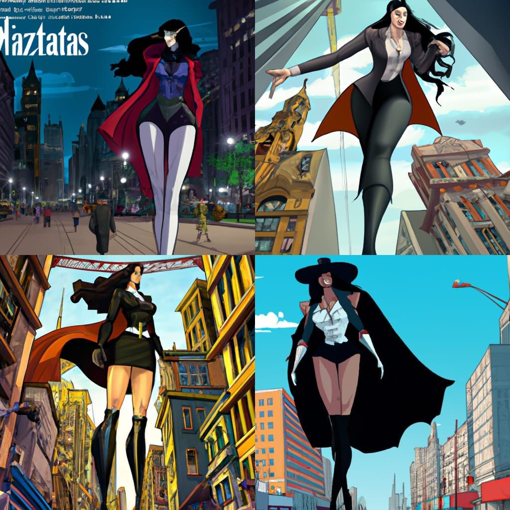 Giantess Zatanna Zatara Roams City Streets