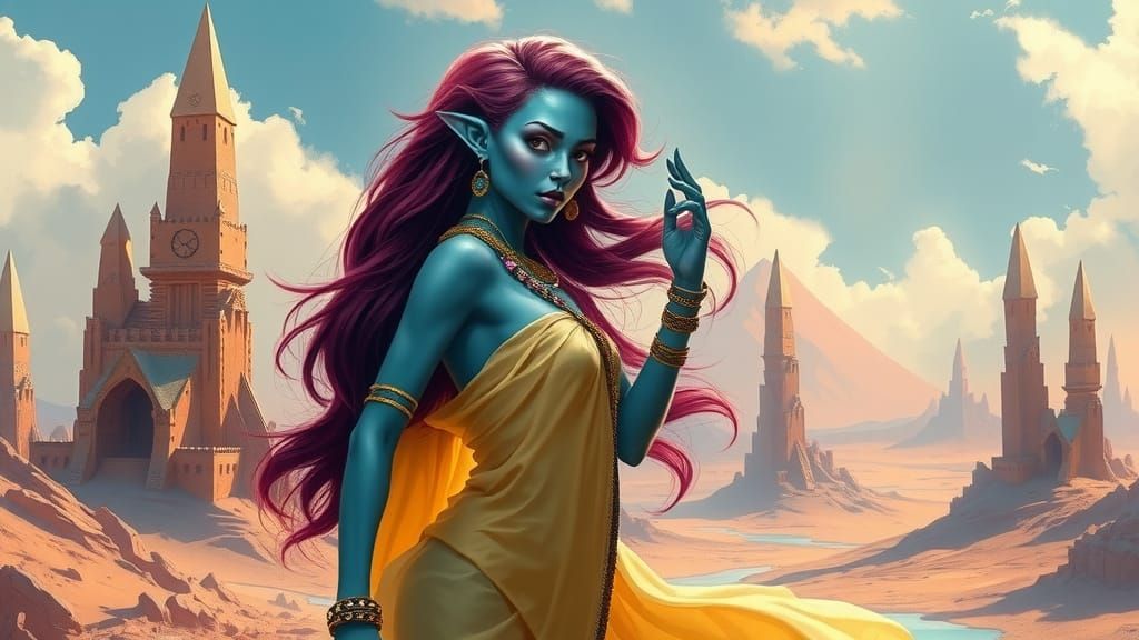 Radiant Alien Princess in Exotic Landscape