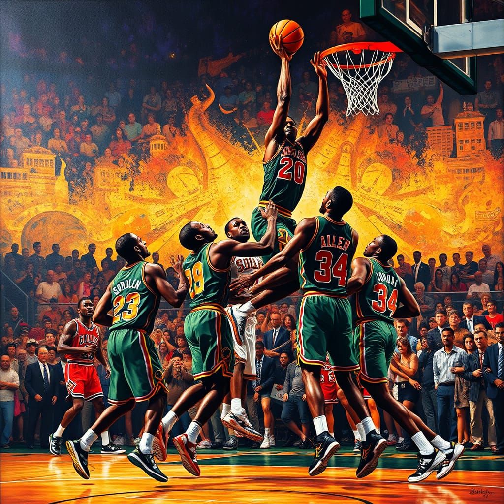 Seattle Sonics Celebrate 1996 NBA Championship in Mark Ryden...