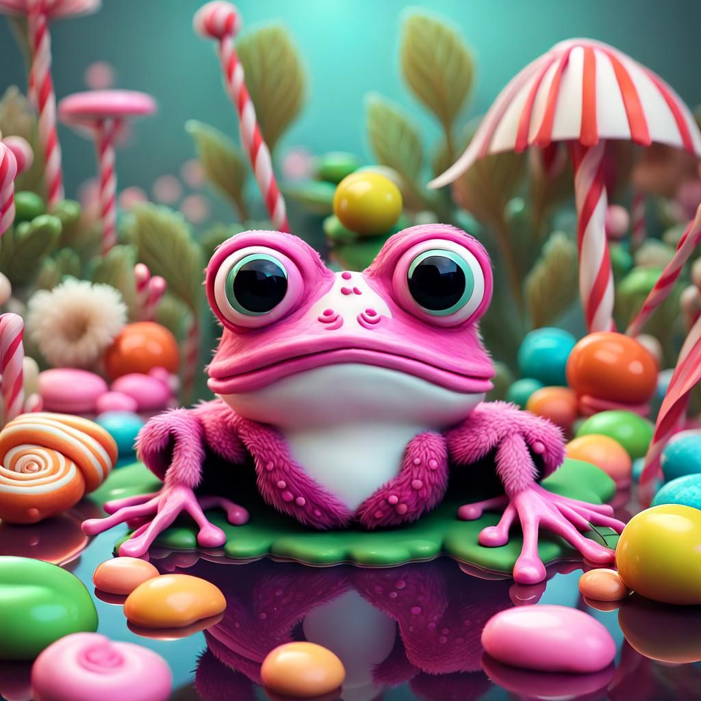 Aristocratic Frog in Candy Art Style
