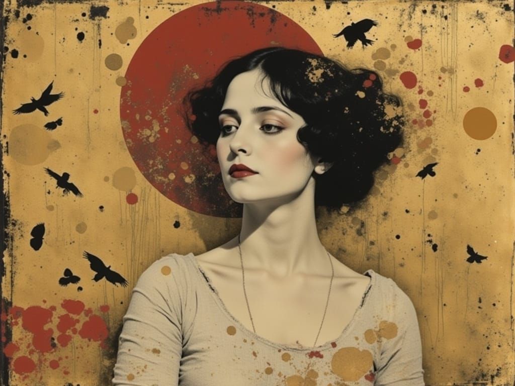 Gustav Klimt-Inspired Ecstatic Portrait in Impressionistic S...