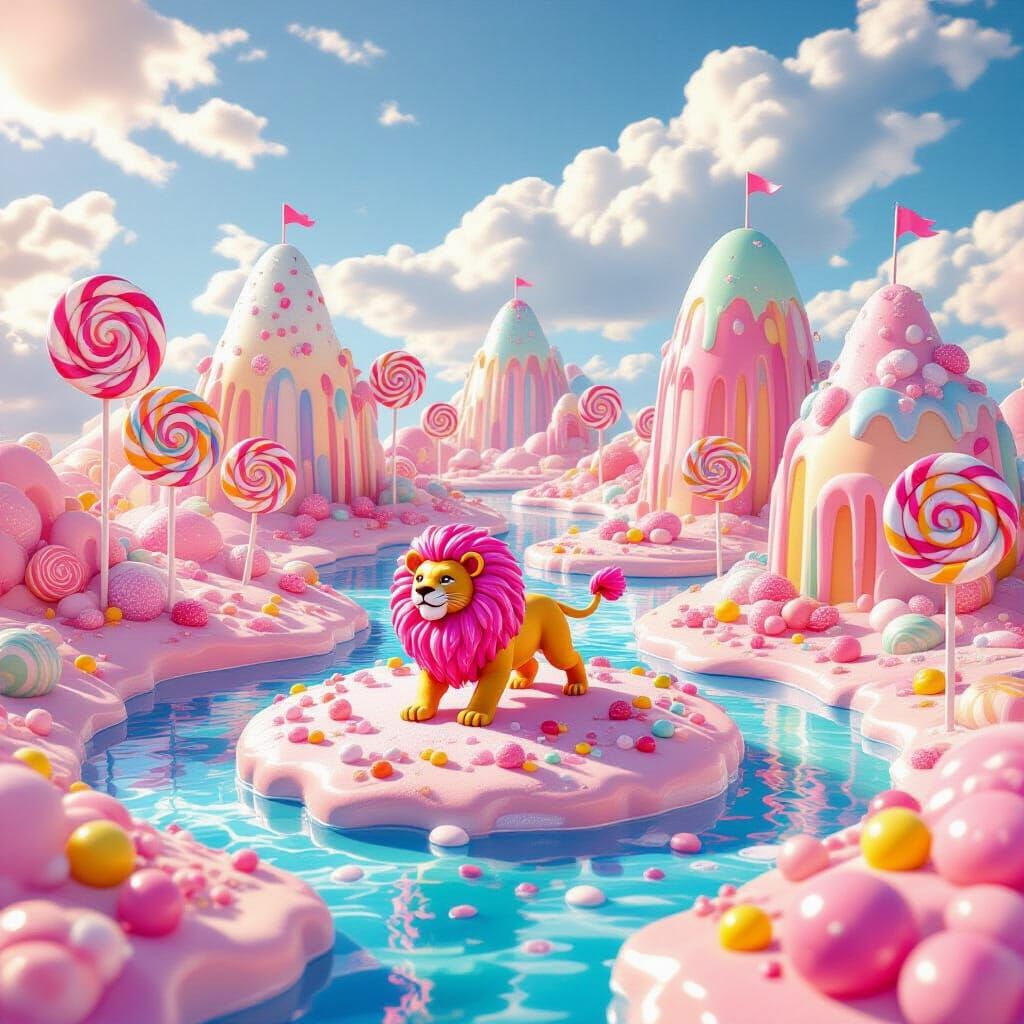 Candy Island Archipelago Hyperrealism in Pop Art Style