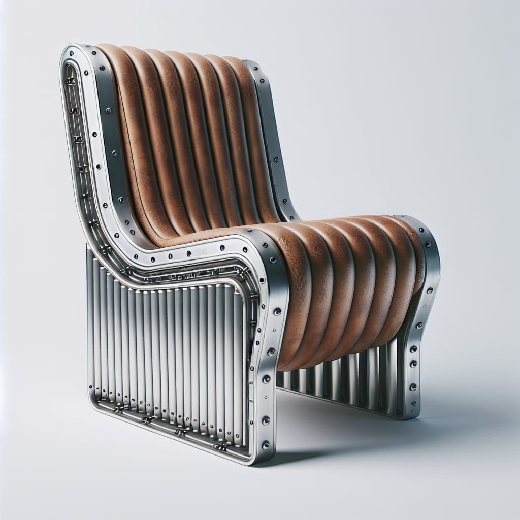 Contemporary Leather Chair with Metal Rivets