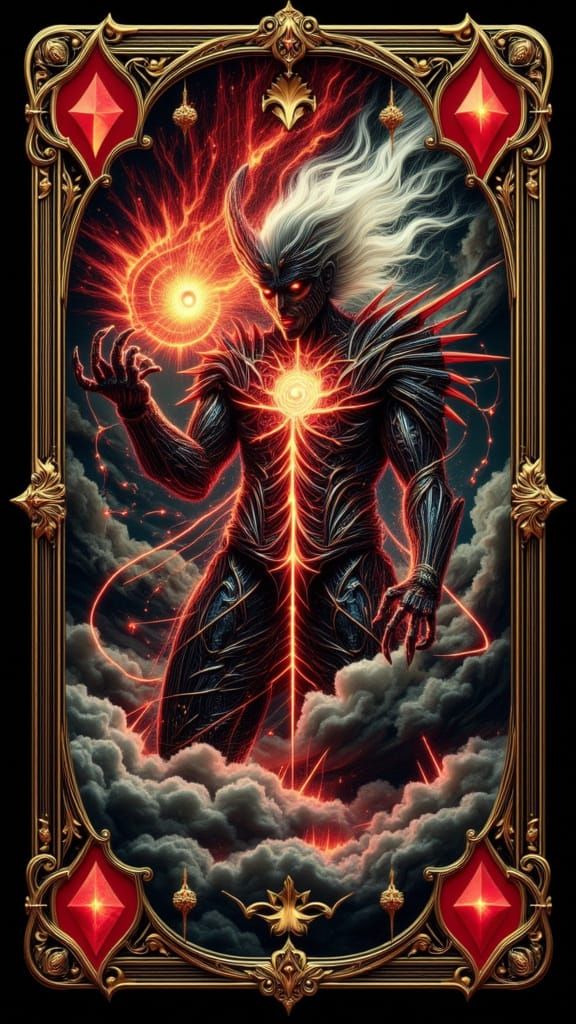 Demonic Arcane Cards in Baroque Frame