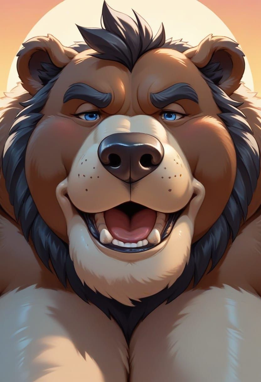 Majestic Brown Bear Captured in Vibrant Sunset