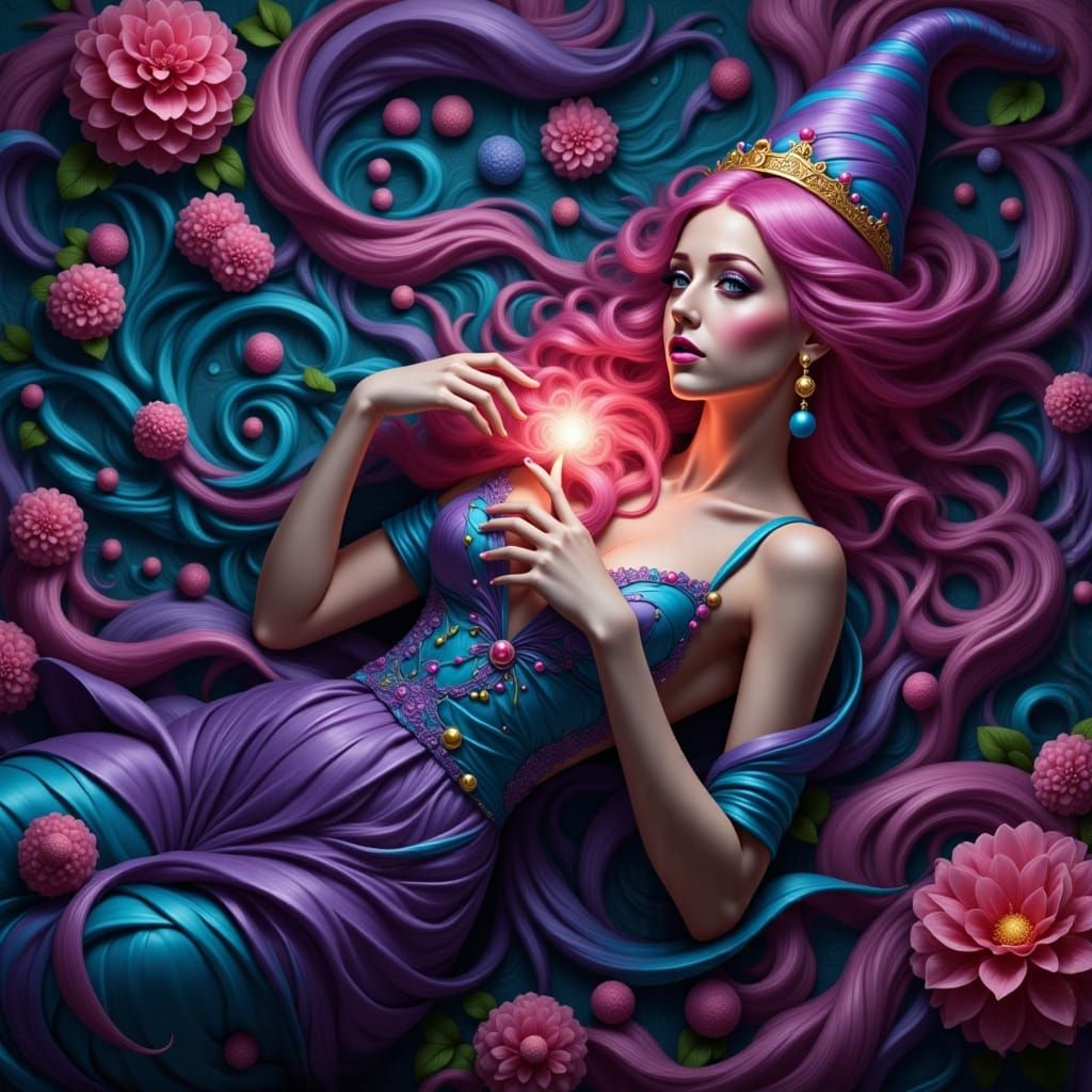 Mystical Fantasy Portrait in Vibrant Color Palette