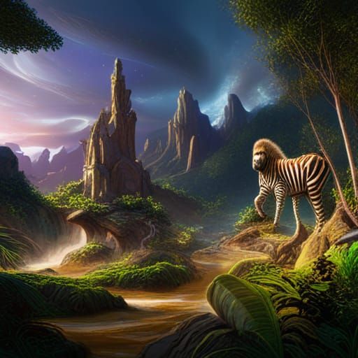 Fantastical Zebra Gorilla Hybrid Concept Art