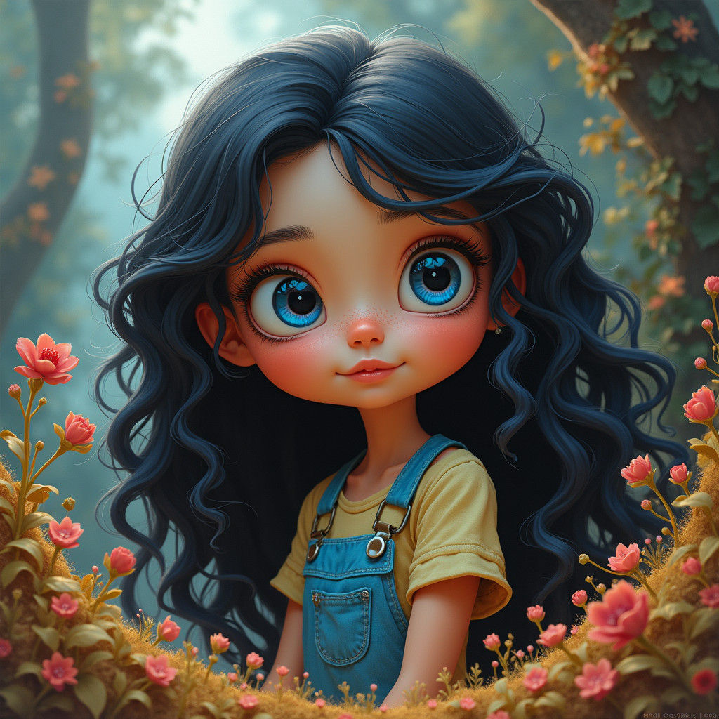 Whimsical Character with Big Eyes in Surreal Impasto Style