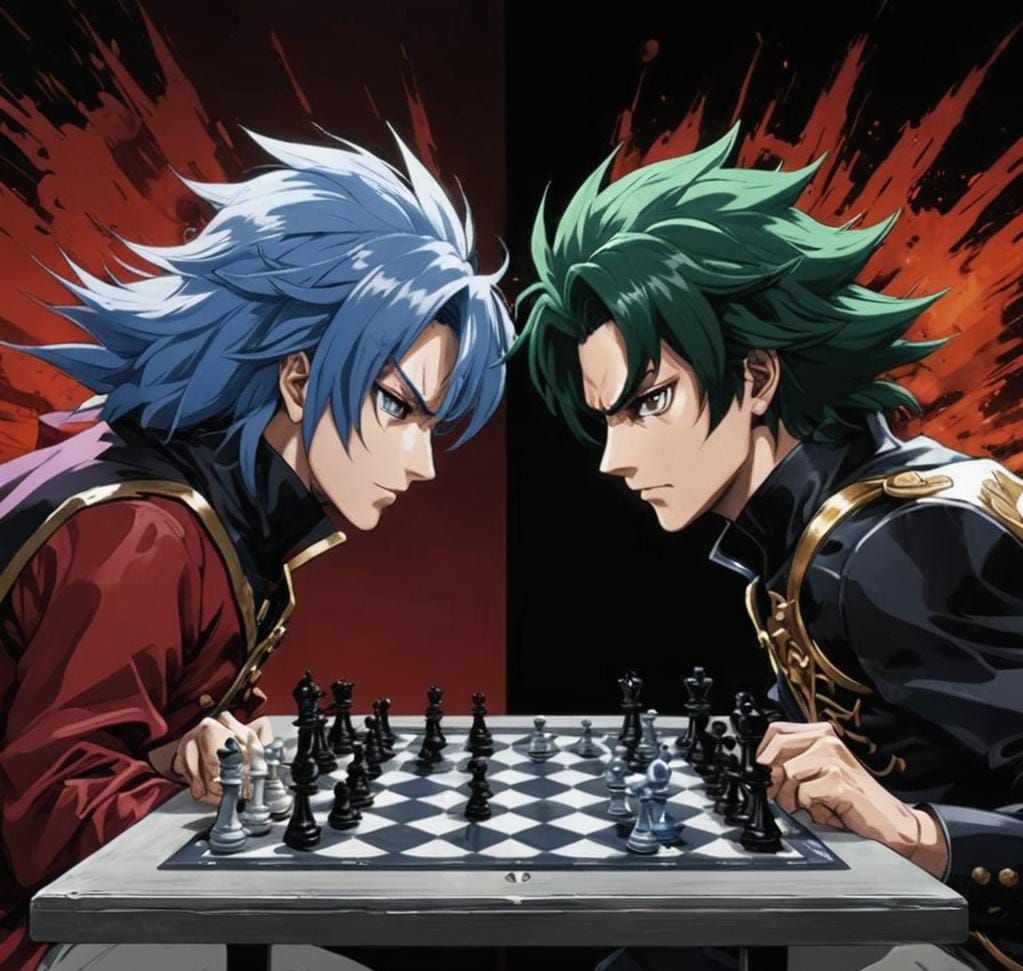 Comedic Anime Chess Game: Villain Staredown