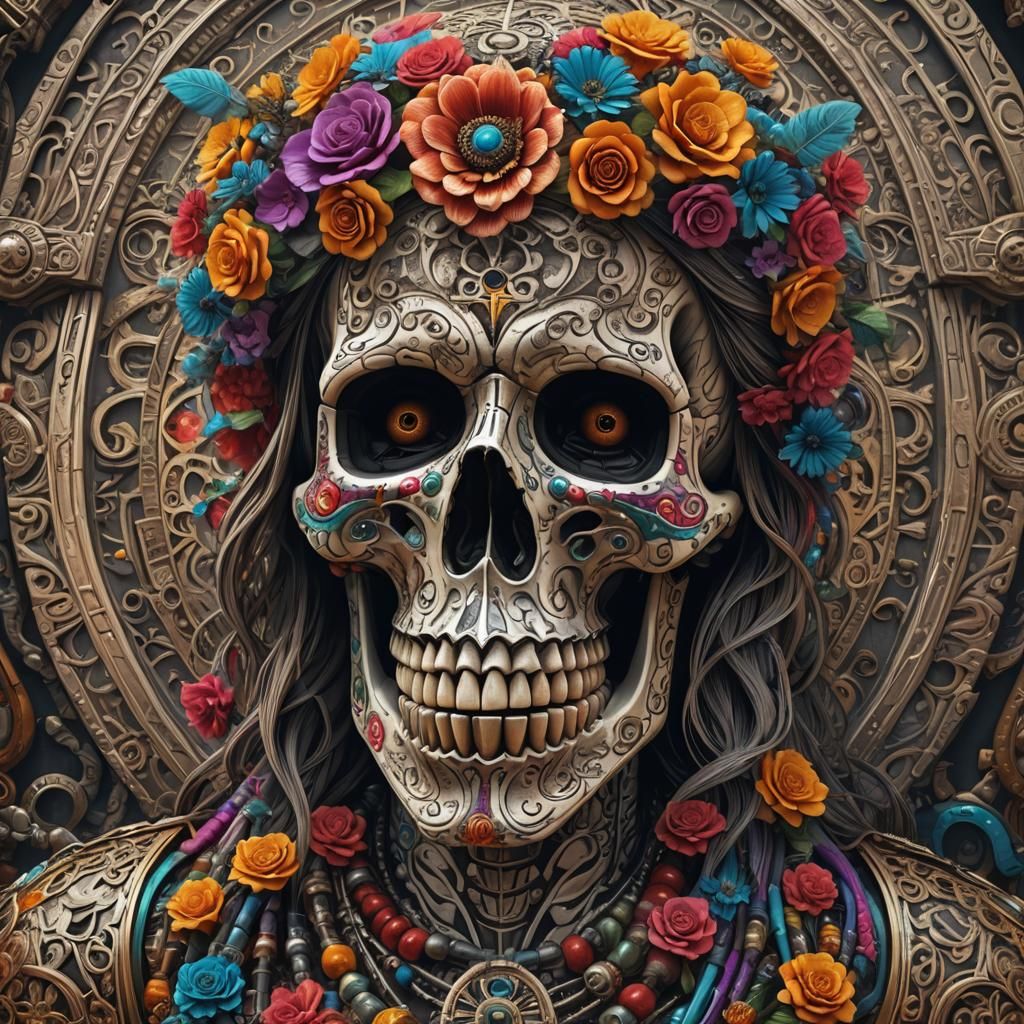 La Muerte Playing: Ultra HD Photorealistic Concept Art
