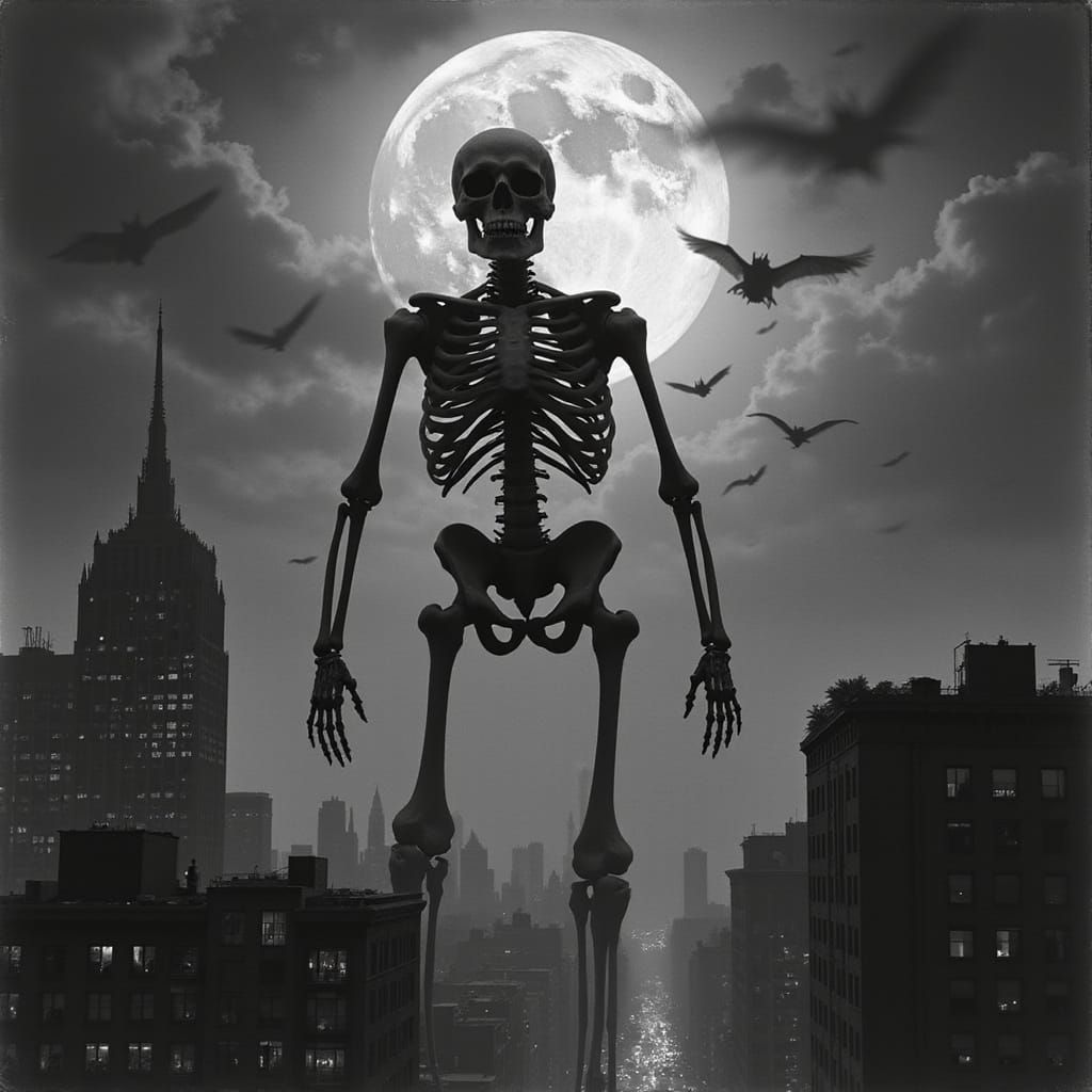 Giant Skeleton Attacks New York in German Film Style