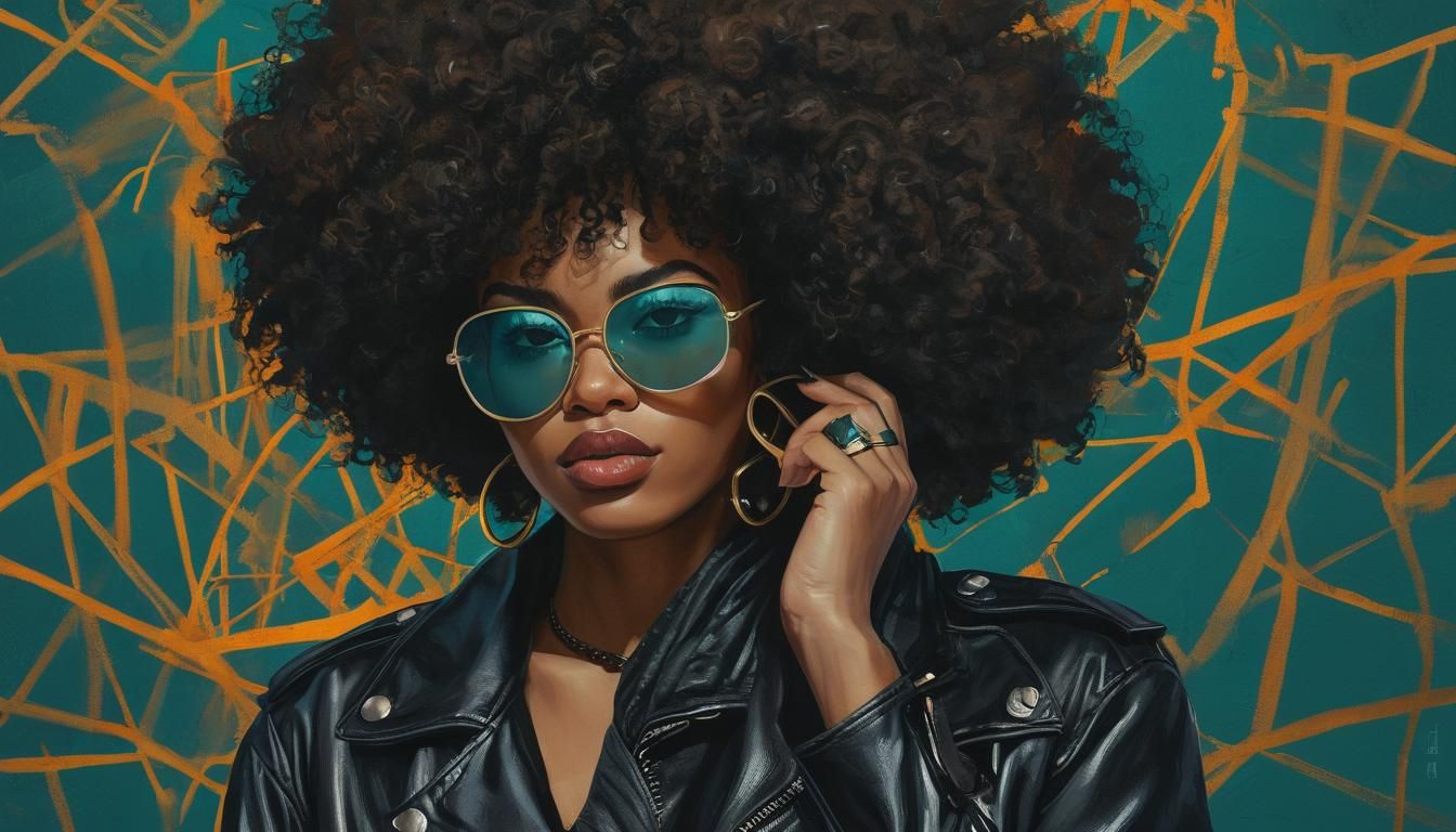 Pop Art Girl with Afro in Klimt Style