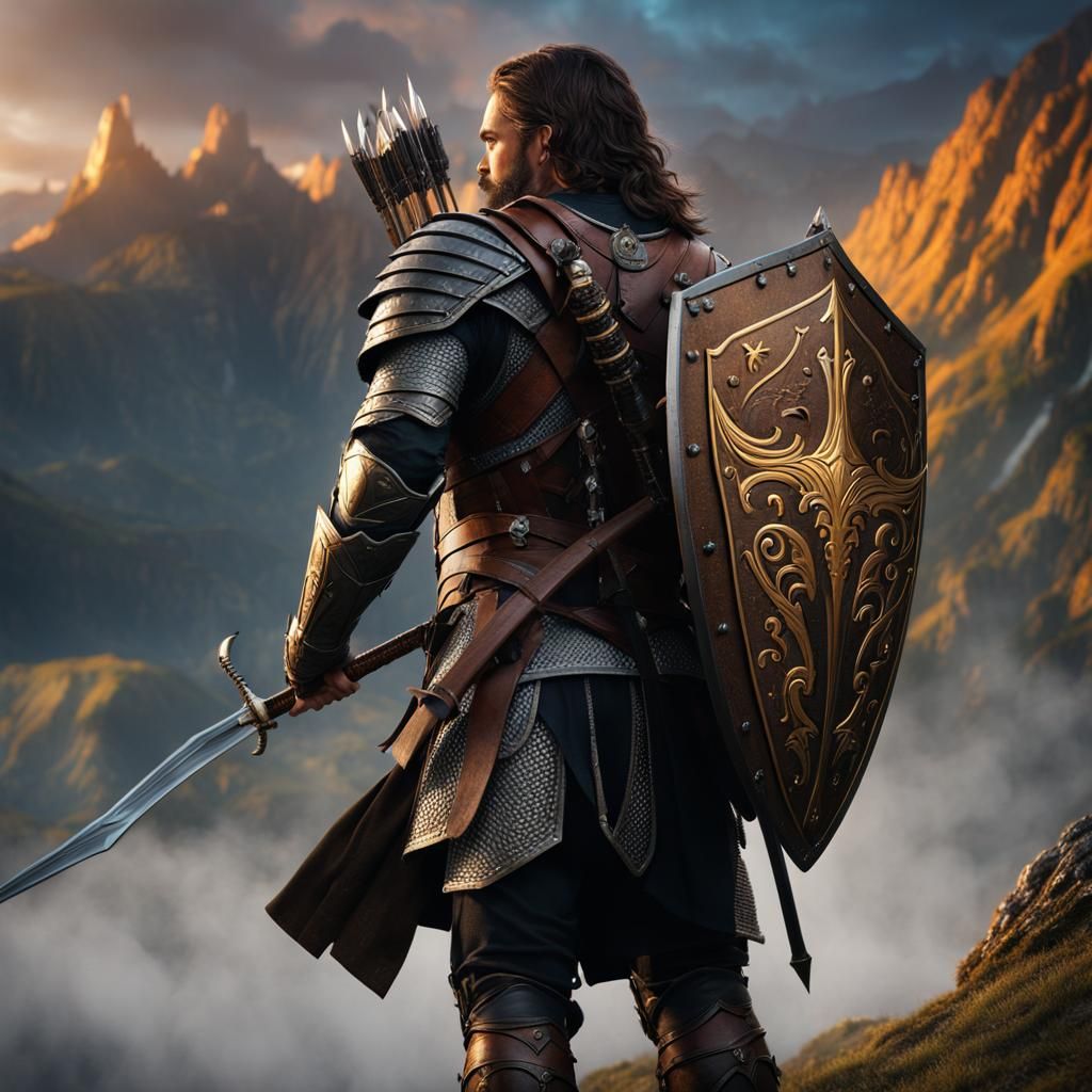 Young Warrior Ready for Battle, Detailed Matte Painting