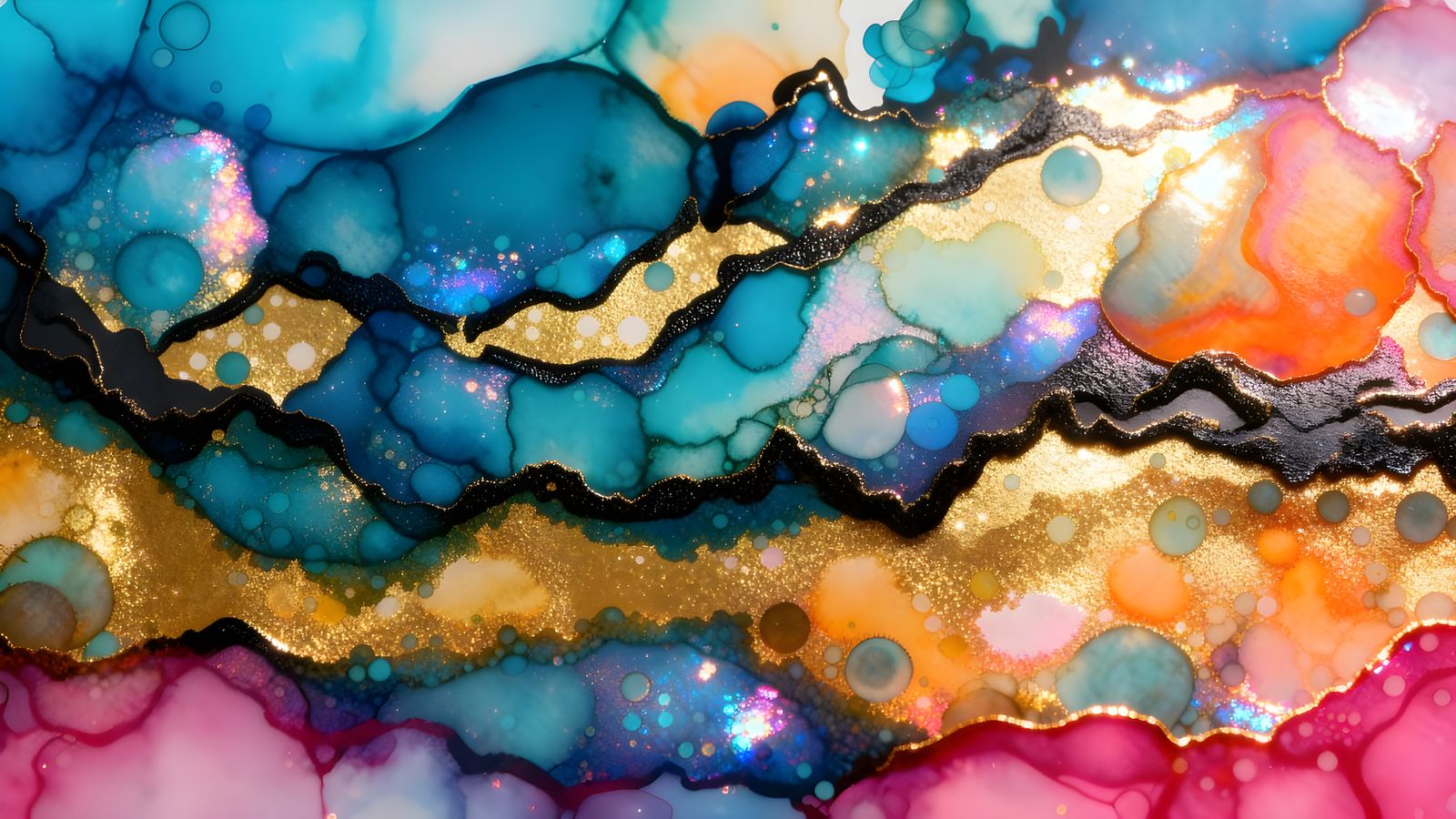 Colorful Alcohol Ink Swirls and Marbling Patterns