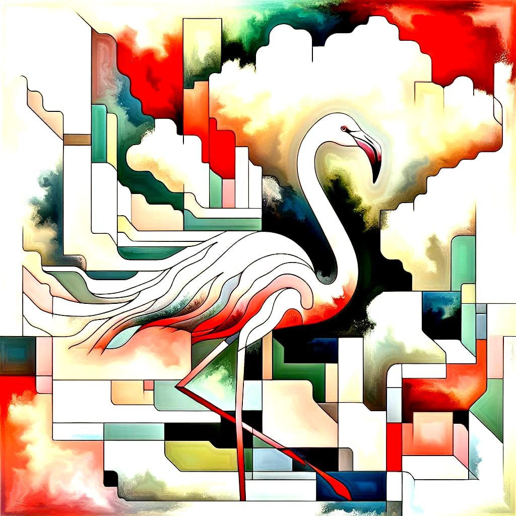 A striking light pale pink flamingo