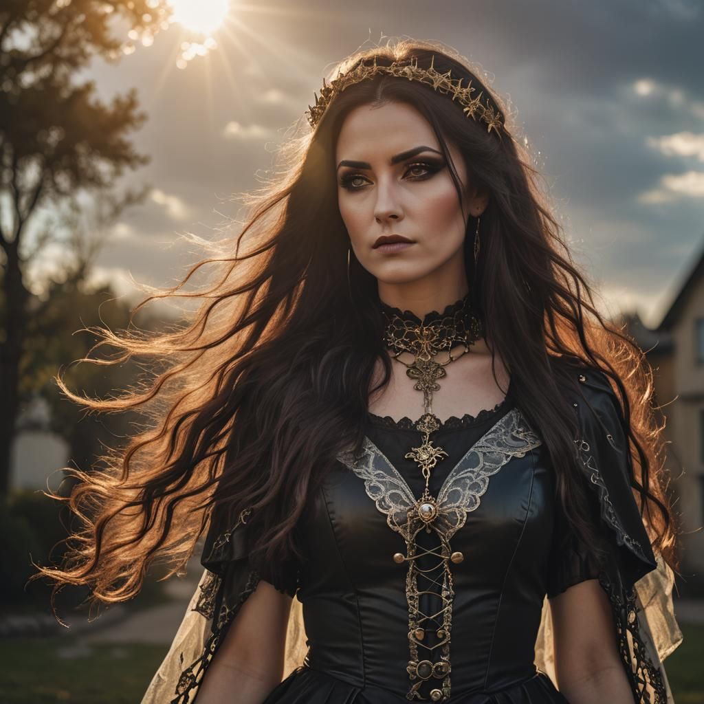Gothic Fantasy Woman in Divine Light
