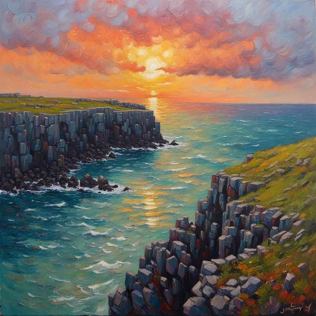 Irish Coast Sunset: An Impasto Impressionist Painting