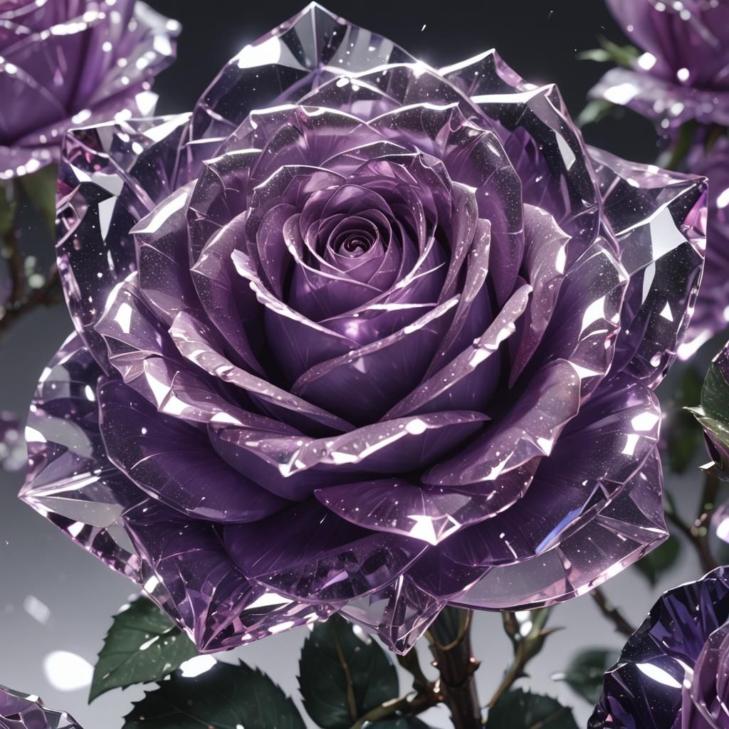 Violet Crystal Rose in 3D Anime Art