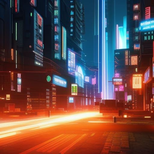 Cyberpunk Cityscape in Anime Style