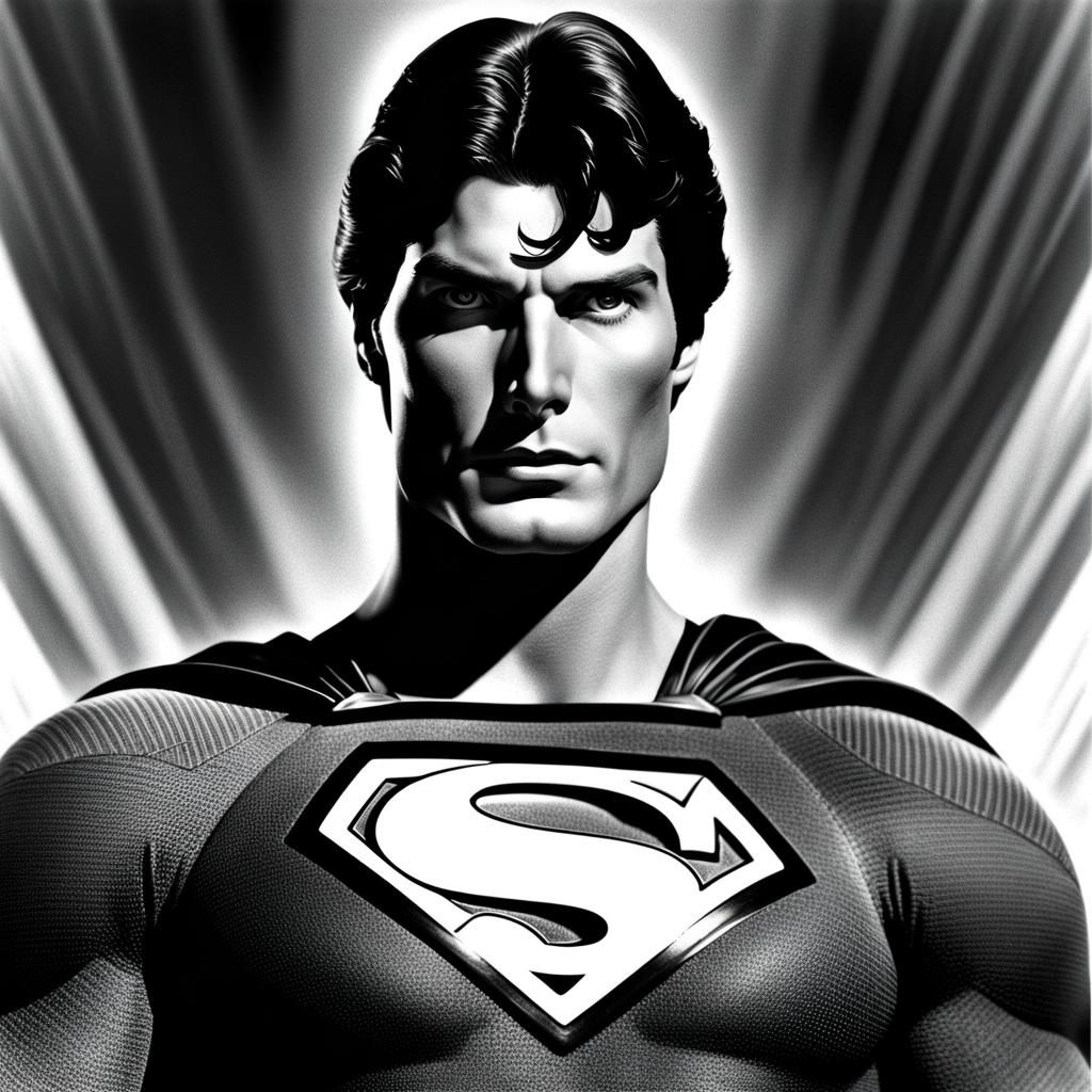 Superman Portrait in Vintage Monochrome Style