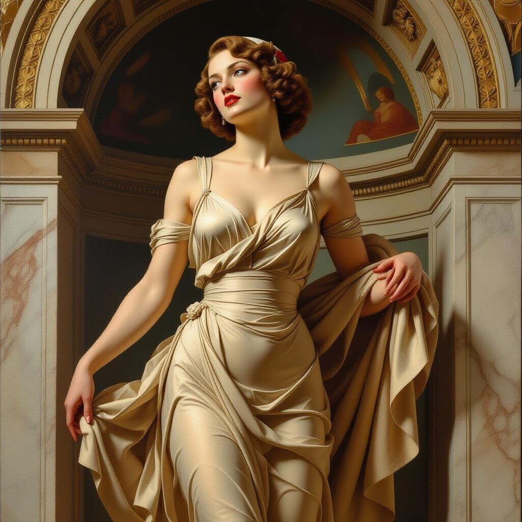 Renaissance Woman in 1930s Outfit, Michelangelo Style