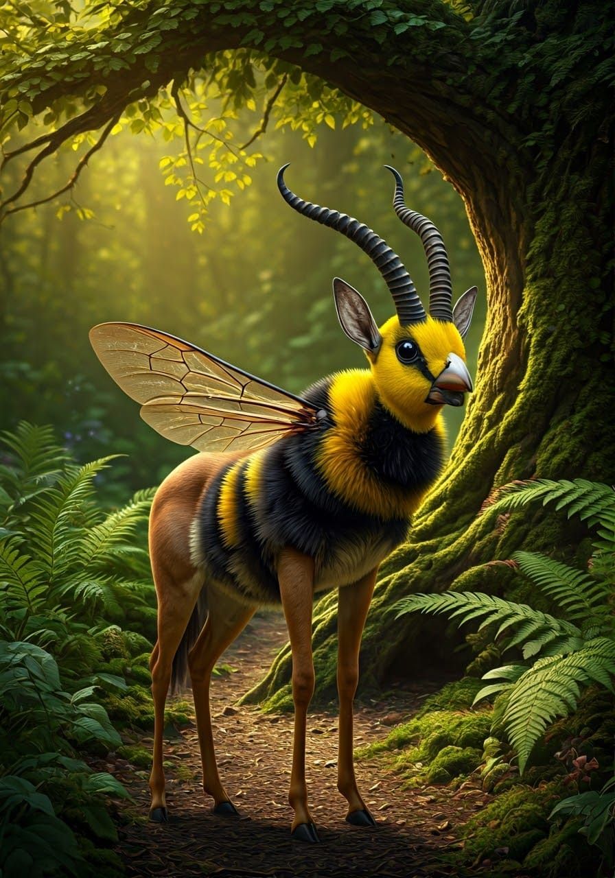 Majestic Hybrid Creature in Lush Forest