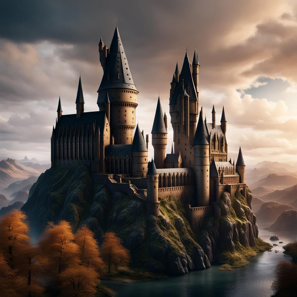Detailed Matte Painting of Hogwarts