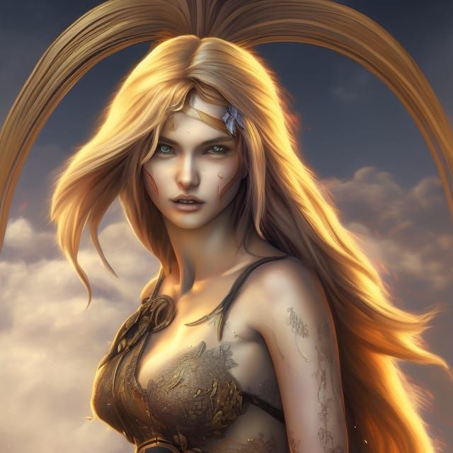 Werewolf Princess Portrait in Anime Graffiti Art Style