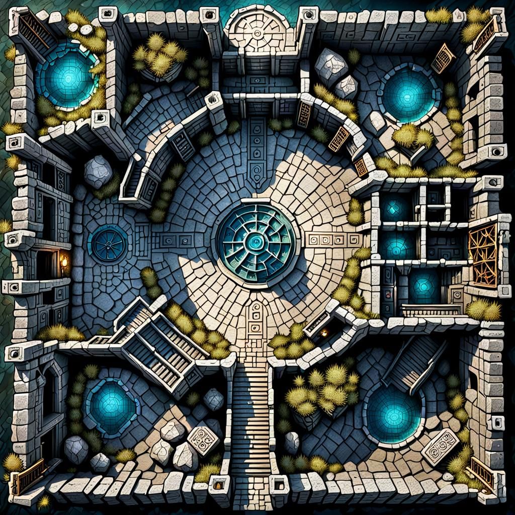 Detailed Fantasy RPG Map with Ruins and Treasure