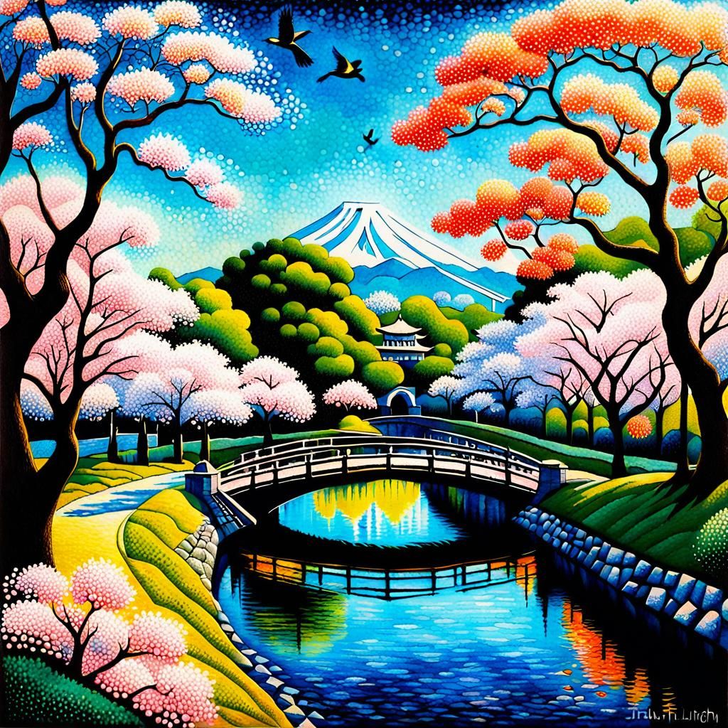 Cherry Blossoms in DC: A Nihonga Painting